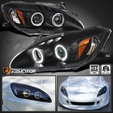 Black Fits 2000-2003 Honda S2000 AP1 HID Type LED Halo Projector Headlights Lamp