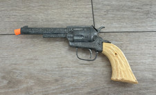 Vintage Pony Boy Diecast Cap Gun Plastic Faux Wood Grips Replica Pistol Revolver