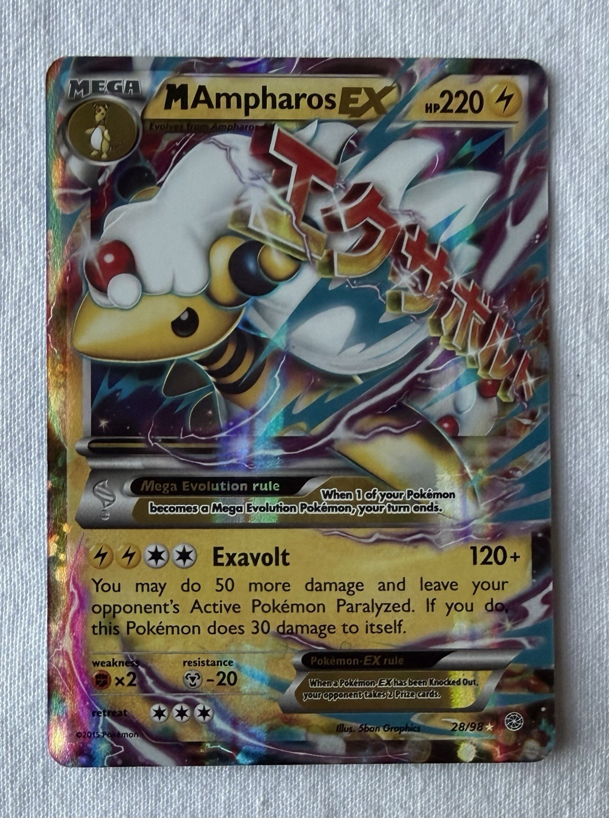 Pokemon Ampharos EX 28/98 XY Ancient Origins Holo Card A Beauty