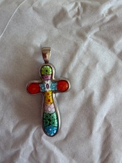 Alan K Murano Millefiori Double Sided Cross Pendant