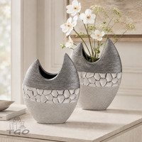 Formano Tischdeko Vase Aus Keramik Silber Grau 21X17Cm-739896