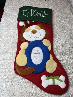 18  Merry Brite CVS TOP DOGGIE Holiday CHRISTMAS Stocking Picture Slot Red White