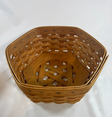 Longaberger Hexagon Basket   1998   9  x 9  x 4''   Handwoven USA   Dresden, Ohio