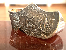 Richly Detailed Pastural Scenes Antique 830 Silver HH Miniature Dutch CLOG SHOE
