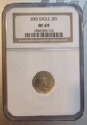 US 2005 Gold $5 Eagle Graded NGC MS 69 .999 1/10th Oz Bullion Coin