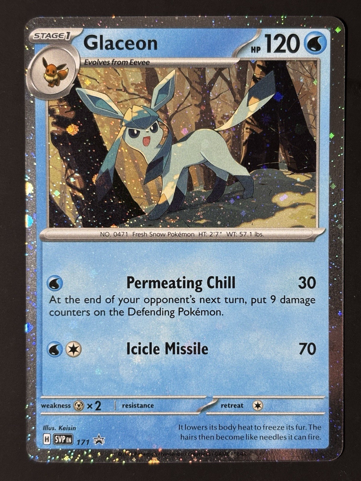 Glaceon SVP 171 Scarlet & Violet Black Star Promo SWIRL Pokemon Card NM