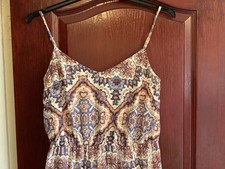 New Look Stunning Cream Geometrical Lined Sleeveless Dress - Size 12 - VGC