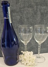 Bride and Groom Wedding Champagne/Wine Toasting Glasses Set