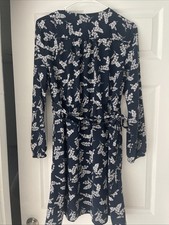 Gap Blue/white Tie Around Dress With Pockets Size Small