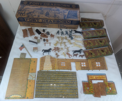 1950s Marx Fort Dearborn Play Set Original Pcs & Figures Nr. Complete