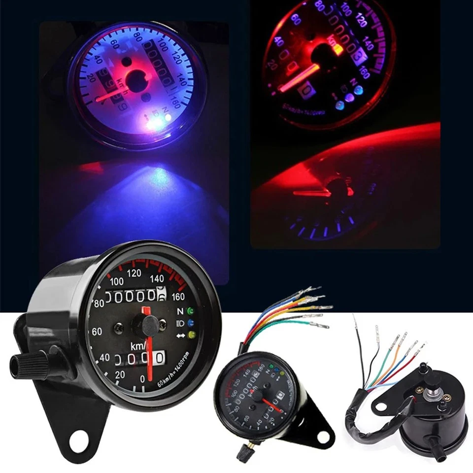 Moto Doble Odómetro Velocímetro Medidor LED Luz Trasera Luz Señal Universal Foto 4 de 4