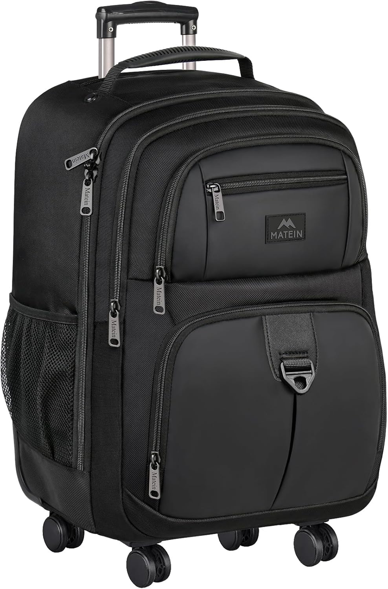 Rolling Backpack with 4 Wheels, 17 Inch Roller Travel Laptop Backpack for  Women
