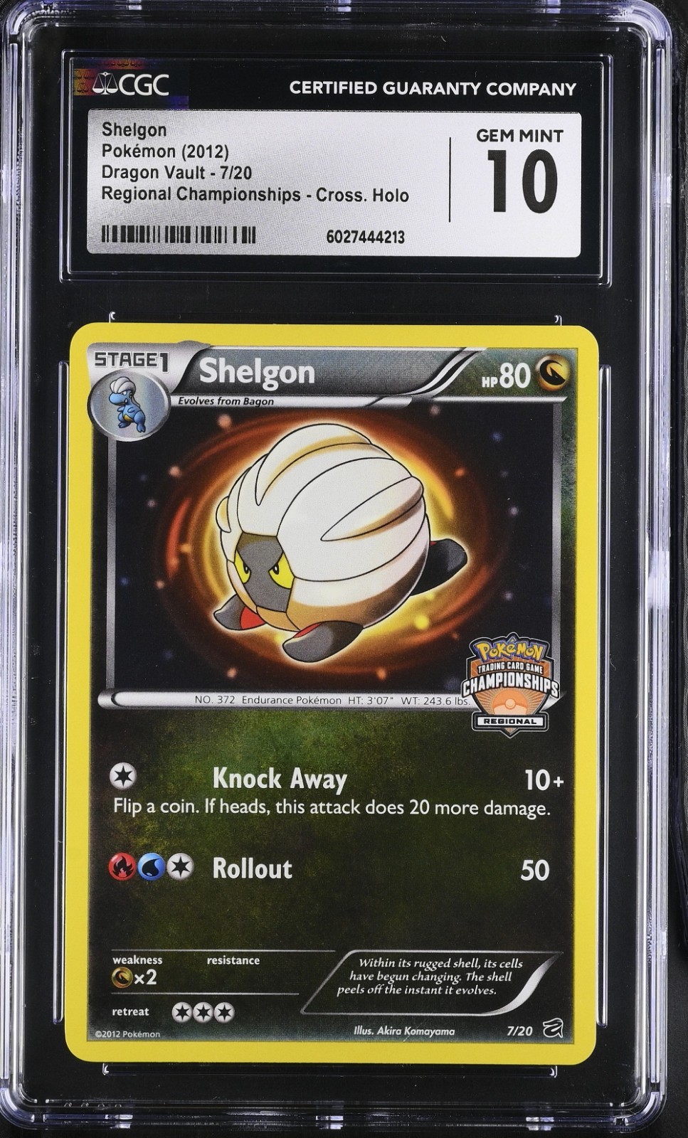 Pokemon TCG Shelgon 7/20 (2012) Gragon Vault Regional Championships CGC 10