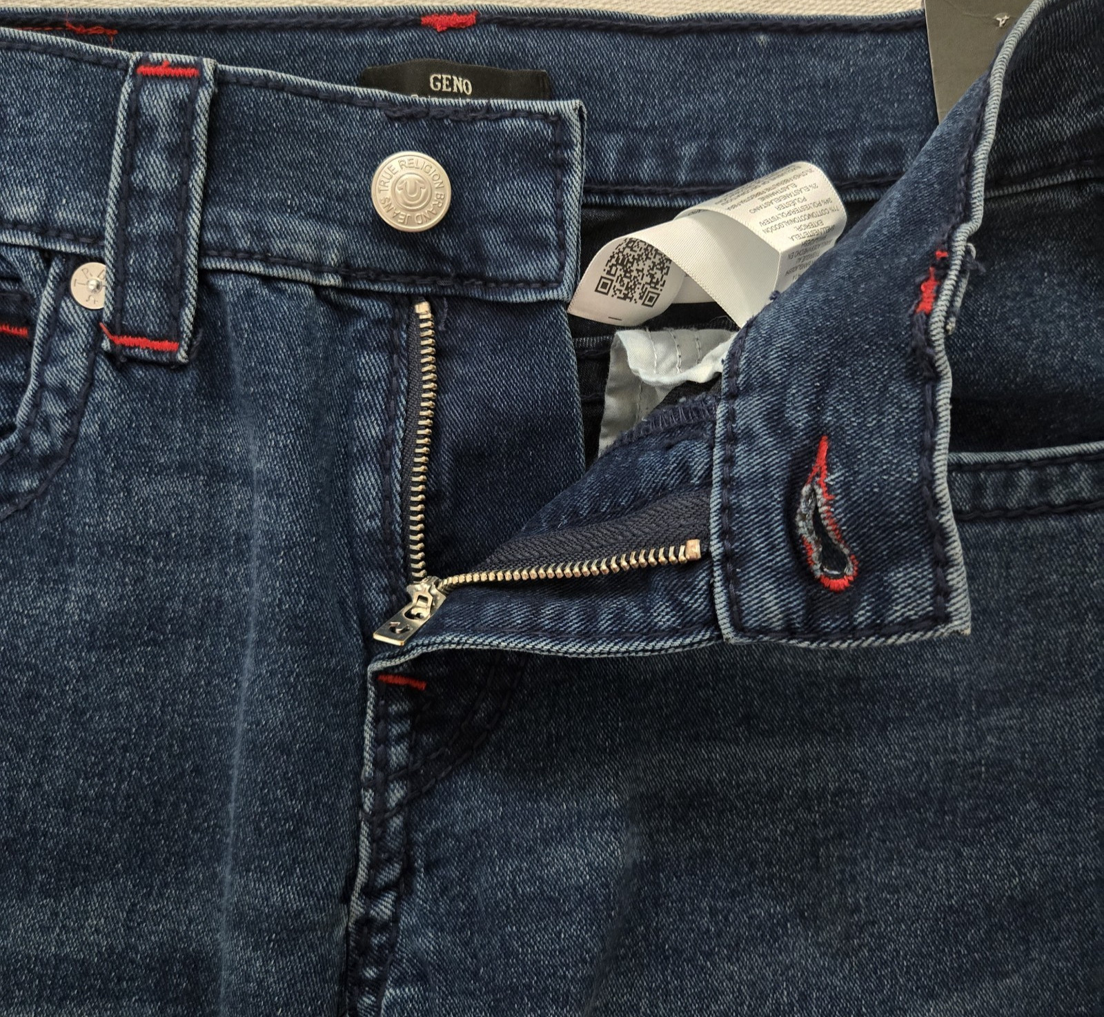 True Religion World Tour Geno Big T Flap Relaxed Slim Denim Jeans Sz 29x30 Blue thumbnail 6