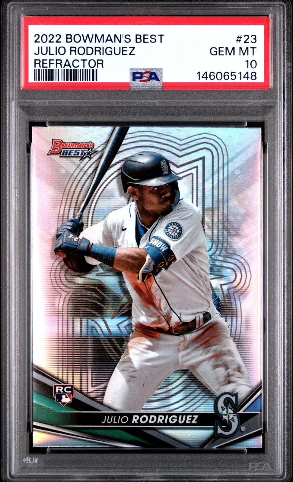 2022 BOWMAN'S BEST REFRACTOR #23 JULIO RODRIGUEZ ROOKIE RC PSA 10