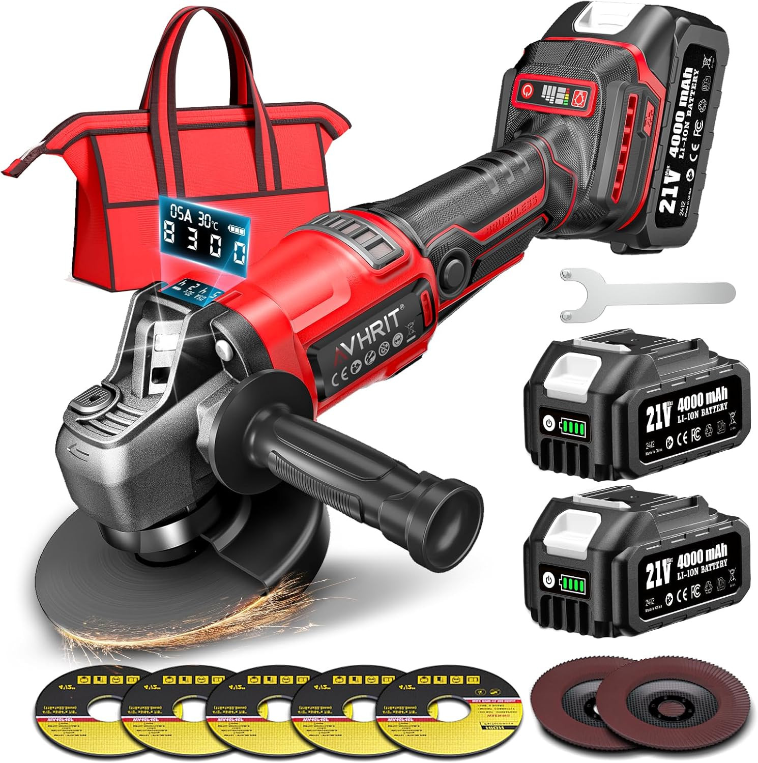 Smerigliatrice a Batteria 20V + 2 Batterie + Valigetta - Spedizione Rapida