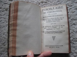 RARE E.O FORMULAIRE CEREMONIAL ORDRE FELICITE FRANC MACONNERIE CHEVALERIE 1745