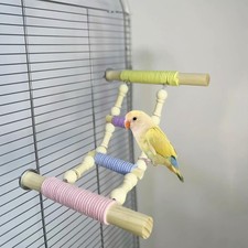 4-Step Colorful Bird Ladder Perch with Screws for Parakeets Cockatiels Lovebi...