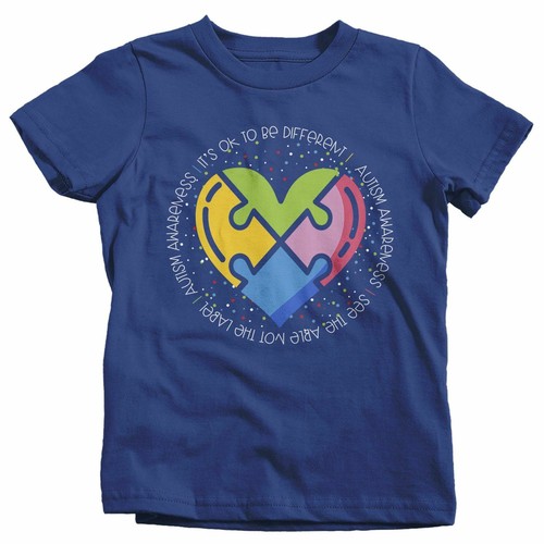 Kids Autism Awareness T Shirt Be Different Puzzle Heart Autism Shirt See Able TS - Picture 8 of 16