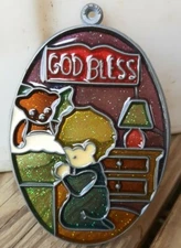 Vintage Suncatcher Little Boy Praying Window Decoration Ornament Religious