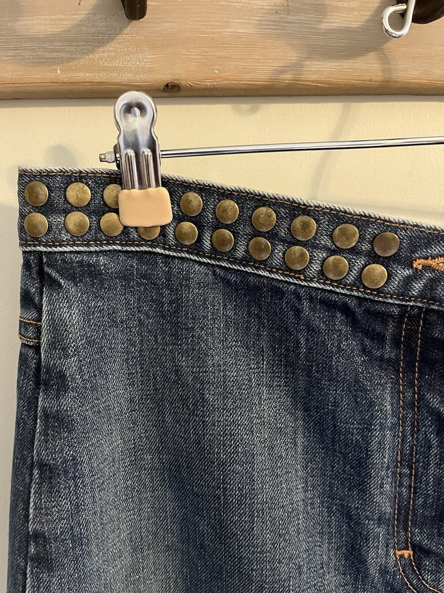 J Crew Denim Jean Skirt Vintage 90s Y2K Studded Waist