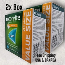 420 Pieces of Nicorette Fresh Fruit 4mg Nicotine Gum - 2 Boxes -Stop Smoking Aid