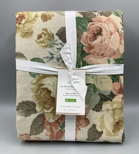 Pottery Barn Rita Floral Duvet Cover Beige Multi King Cal King #N8