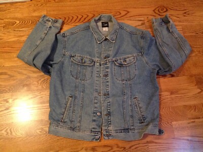 Lee Mens Blue Long Sleeve  Button Front Collared Denim  Jacket Size XL Long
