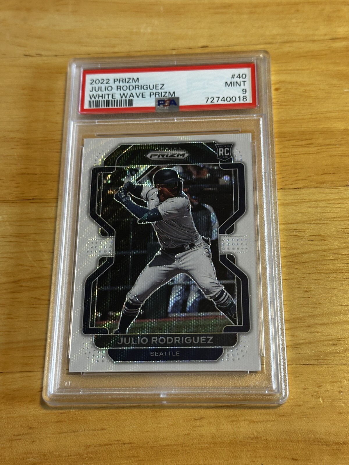 PSA 9 2022 Panini Prizm Julio Rodriguez White Wave Prizm RC #40
