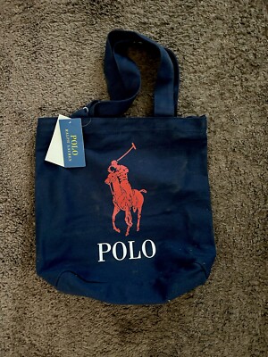Polo Ralph Lauren Big Pony Logo Zip-top Cotton Canvas Navy Tote