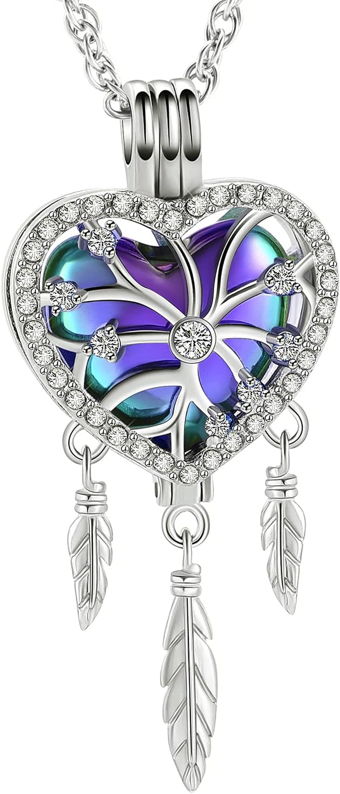 Cremation Jewelry Dream Catcher Urn Necklaces for Ashes Flower Feather