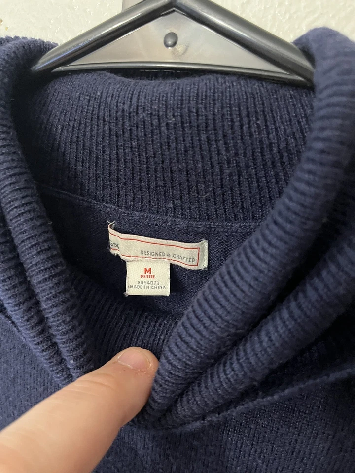 Gap Sweater Women’s Medium Petite Navy Blue Turtle Neck Pullover Long Sleeve - Image 3 of 4