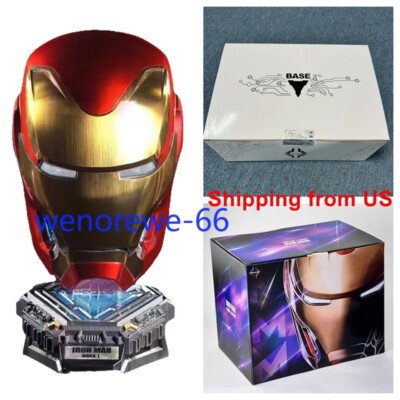 US Stock!!! Iron Man Mk50 Helmet Remote Touch Voice Control or Reactor Base LED