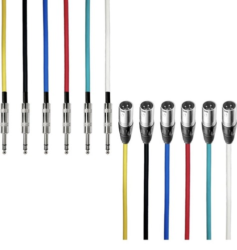 GLS Audio 6 ft PATCH CABLE XLR Male to 1/4” TRS Colored Cables (6 Pack) - Picture 2 of 15