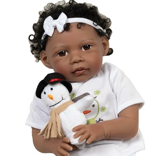 Realistic Baby Doll ROSHUAN Black Reborn Baby Dolls Silicone Full