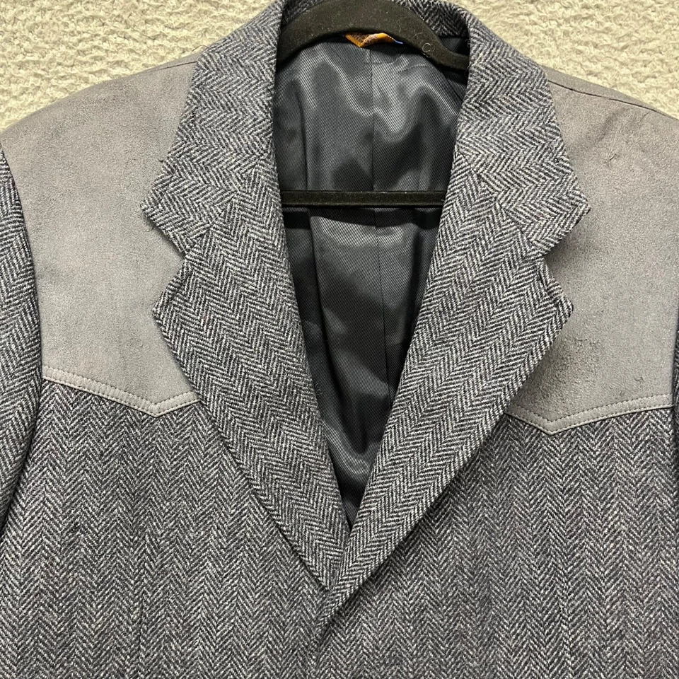 Blazer Pendleton Para Hombres 44 Largo Azul Espiga Lana Virgen Abrigo Deportivo Occidental Foto 3 de 4