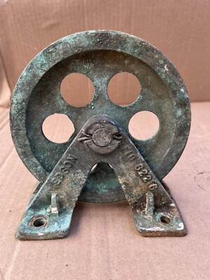 vintage bronze large edson steering system pulley 6  pulley 1/2  sheave Fig 6226