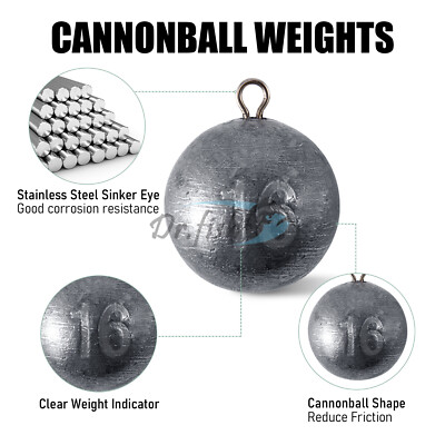 Cannonball Round Fishing Lead Weights Sinker Drop Shot Fishing