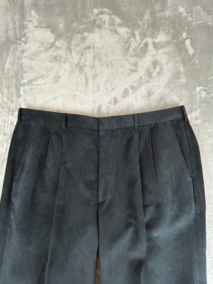 Men's Black Corduroy Dress Pants Size 42x30 Pleated eBay