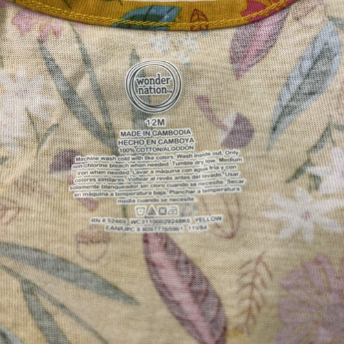 Wonder Nation Baby Girls Dress 12 Months Rainbows Flowers Gold With Pockets - Picture 7 of 7