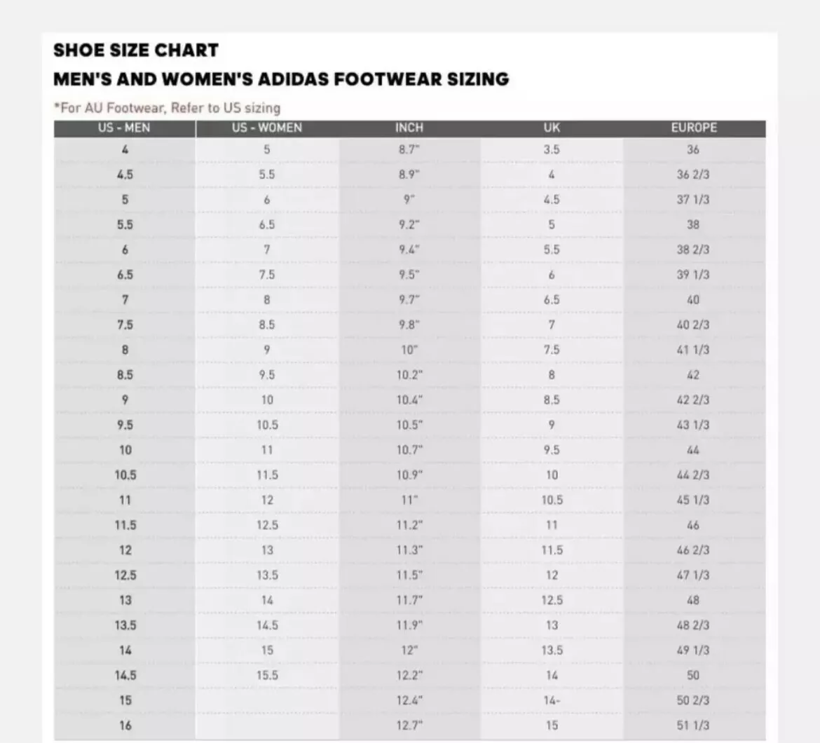 Adidas big boy cheap shoe size chart