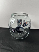Art Glass Vase Hand Blown Millefiori Signed Dated 1983 Sean O’Meara Rose Bowl