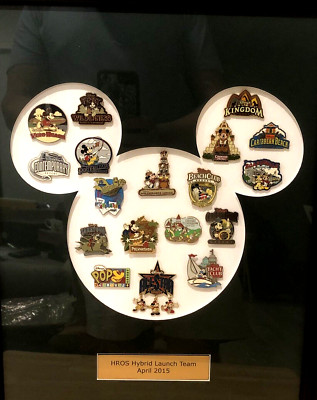 RARE 2015 DISNEY HROS HYBIRD LAUNCH TEAM CAST MEMBER 18 RESORT PINS FRAMED AWARD