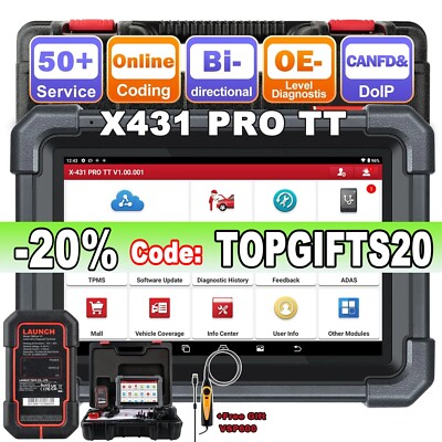 LAUNCH X431 PRO TT V+ PRO5 OBD2 Car Diagnostic Tool Scanner ECU Programming ADAS