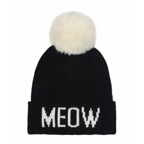 Soft Knitted Meow Faux Fur Pom Pom 