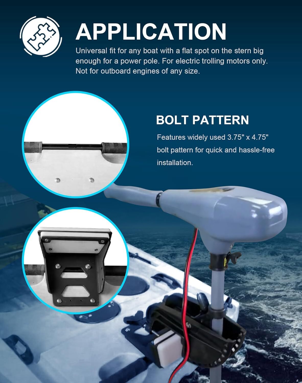 for Kayak, Trolling Motor Transom Mount Aluminum Transom Trolling Motor Mount