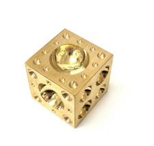 Brass Dapping Block Doming Block 1-3/8" - 35mm Cube Half Spheres Holes Forming