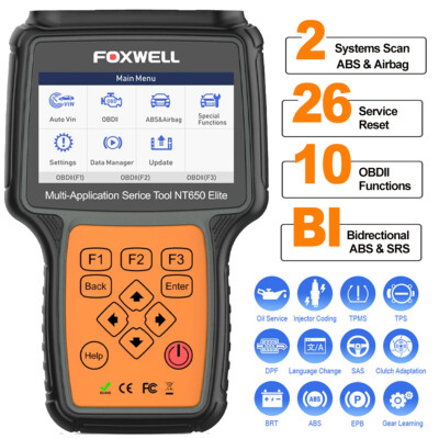 Foxwell NT650 Elite Bidirectional Diagnostic Tool OBD2 Scanner ABS SRS Oil Reset
