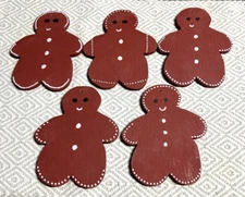 Wooden Gingerbread Man Holiday Ornaments - Set of 10 Handmade