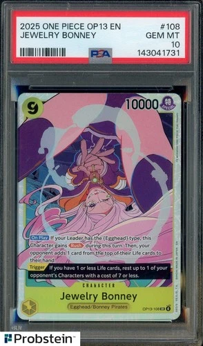2025 One Piece OP13 EN #108 Jewelry Bonney PSA 10 GEM MINT
